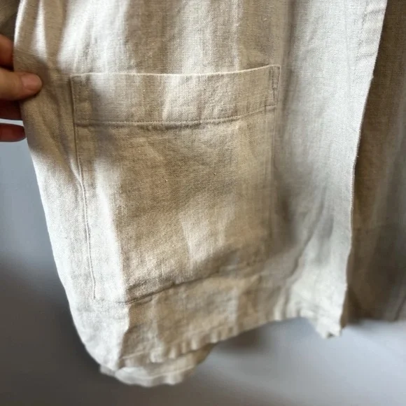 Eileen Fisher Beige Open-Front Linen Kimono Jacket - Picture 9 of 12